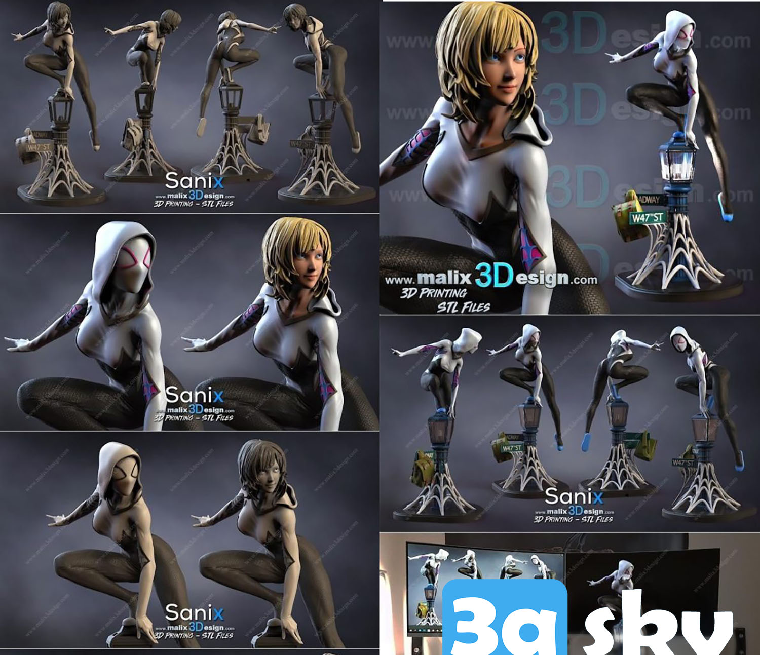 Spider gwen sanix 3d print from stl 3d print models free download